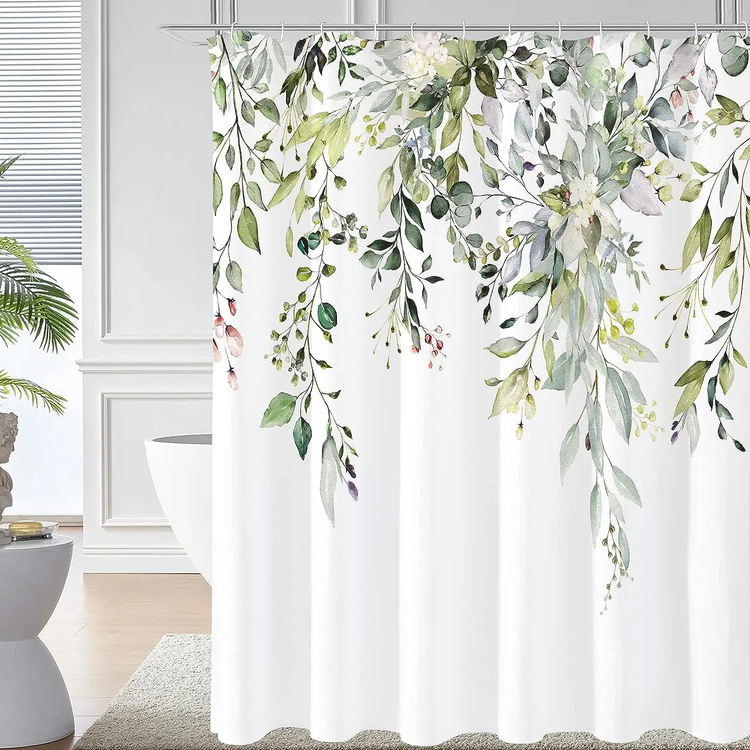 Shower Curtain Liner - ستارة حمام بتصميم أوراق الأوكالبتوس المائية،