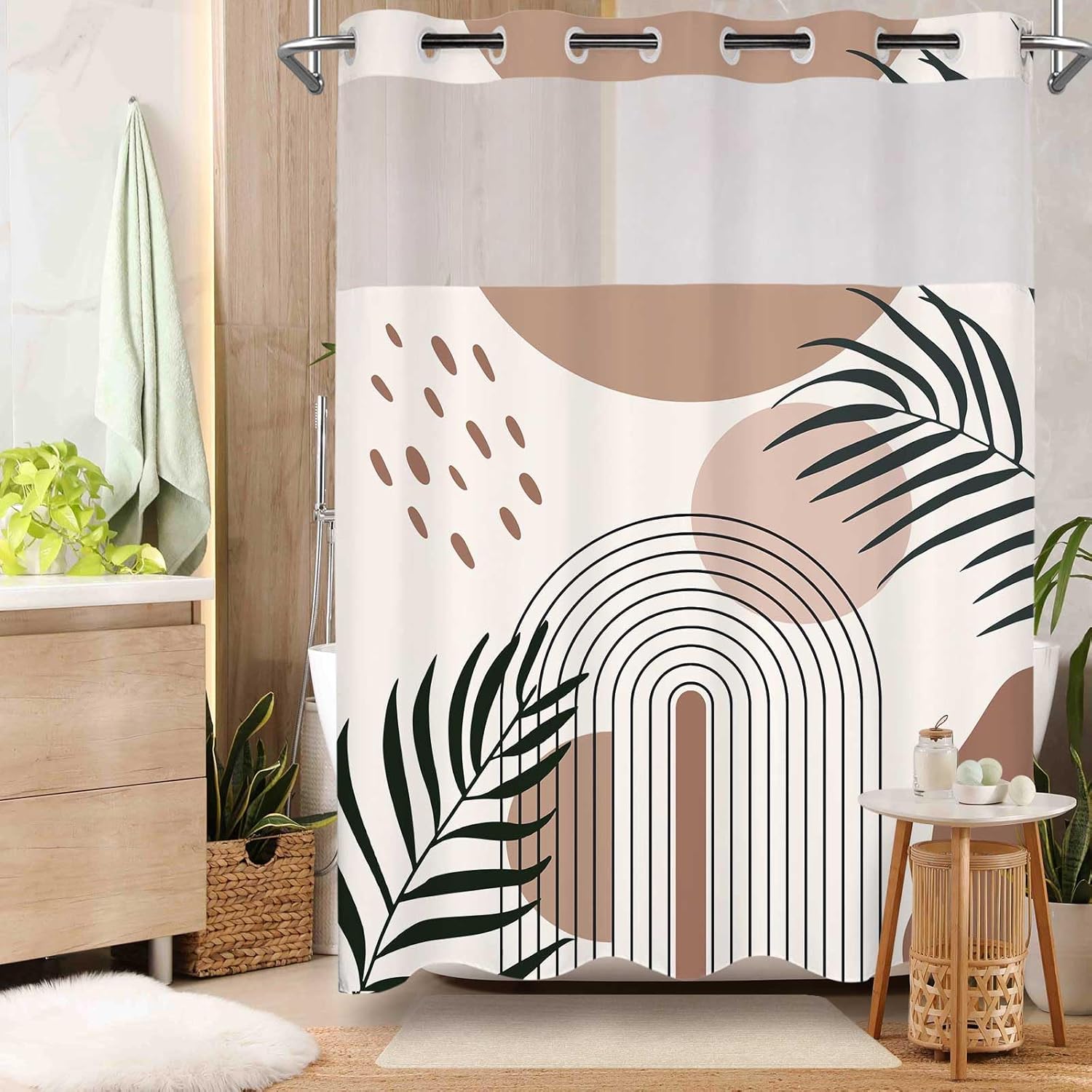 Shower Curtain Liner - ستارة دش بدون خطاف مع مجموعة