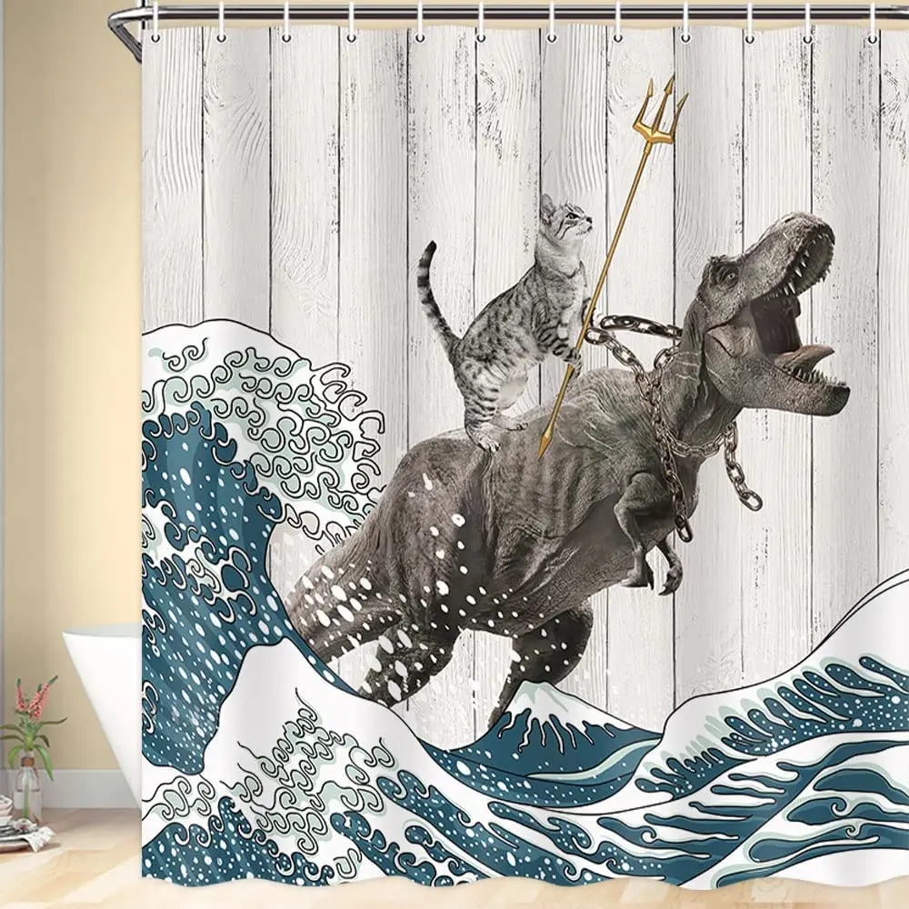 Shower Curtain Liner - مضحك القط دش الستار للأطفال ،