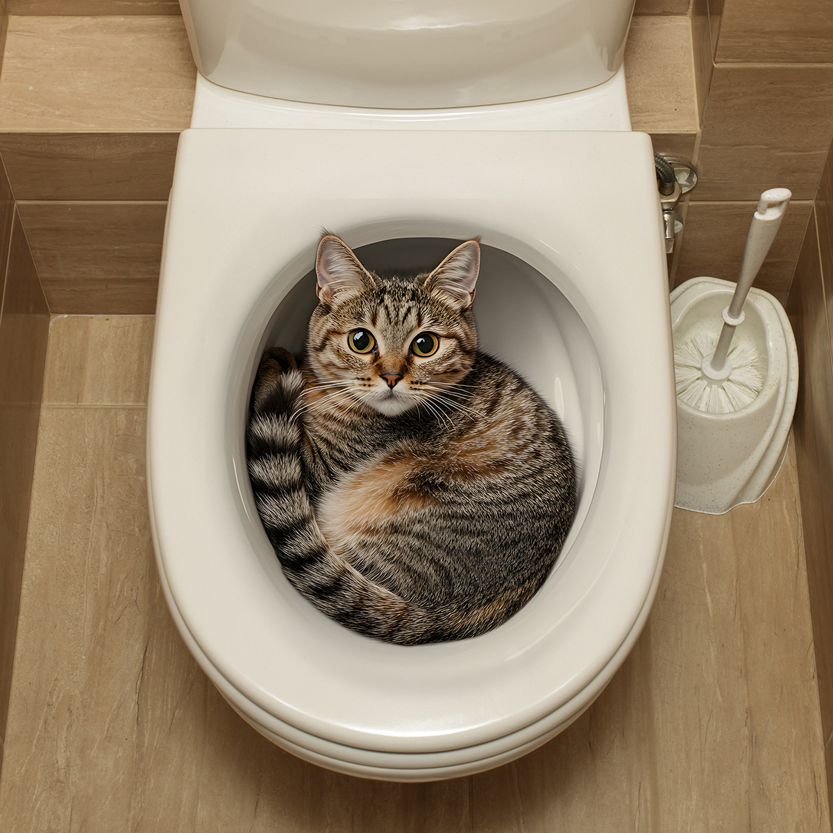 Home Bathroom Gadgets - ثلاثية الأبعاد مضحك القط المرحاض ملصق