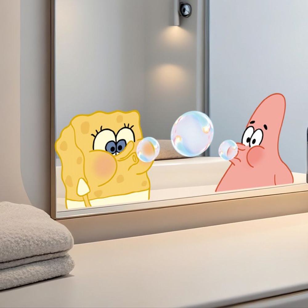 Home Bathroom Equipment - ملصقات مرآة الحمام سبونج بوب -