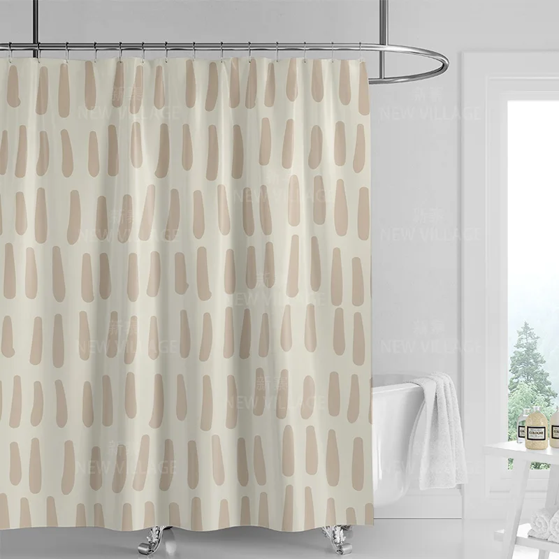 ستارة حمام بتصميم هندسي تجريدي - مراجعة Shower Curtain Liner وسعره