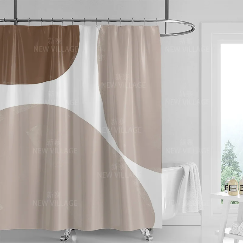 ستارة حمام بتصميم هندسي تجريدي - مراجعة Shower Curtain Liner وسعره
