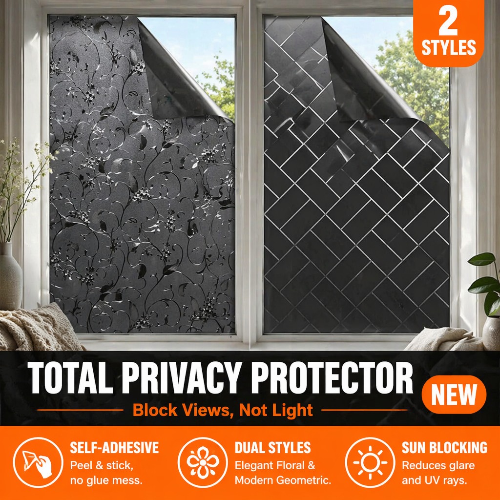 فيلم نوافذ عازل للخصوصية ذاتي  - مراجعة Home Bathroom Window Tint وسعره
