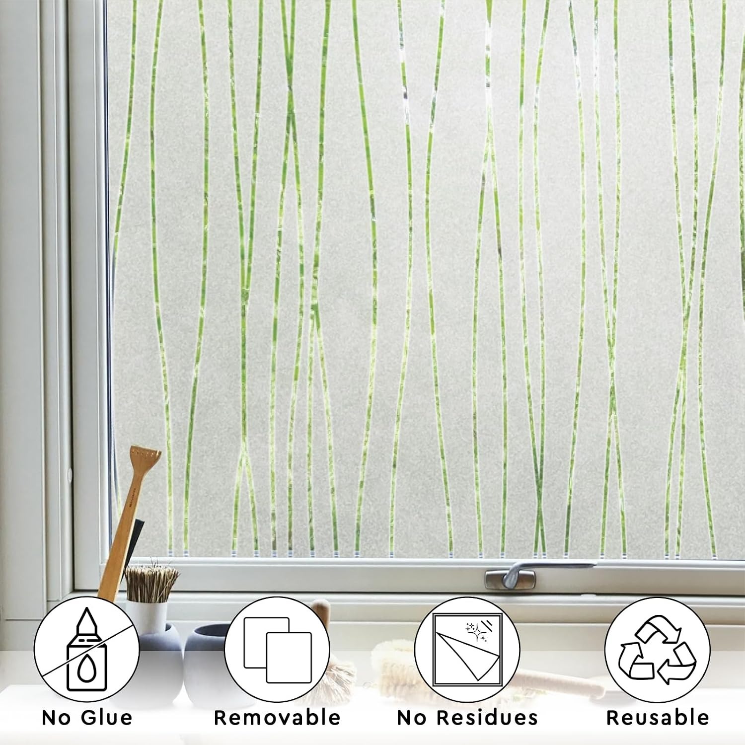 فيلم نوافذ مخطط بنمط مميز للخص - مراجعة Home Bathroom Window Tint وسعره