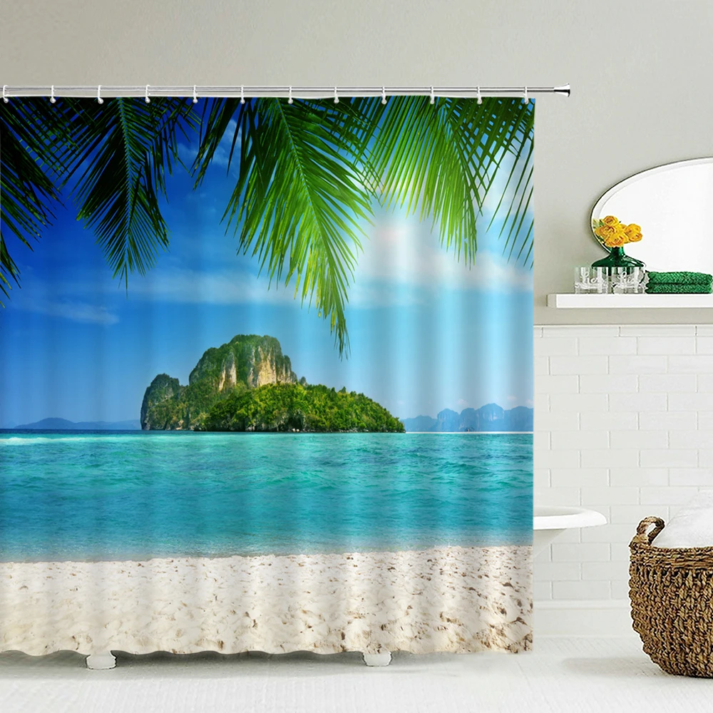 ستارة دش الشاطئ للحمام ، والنس - مراجعة Shower Curtain Liner وسعره
