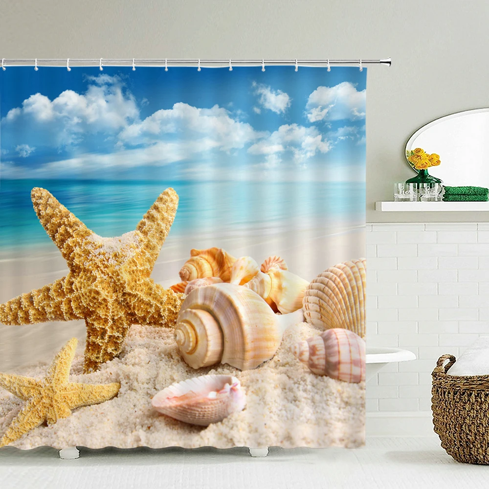 ستارة دش الشاطئ للحمام ، والنس - مراجعة Shower Curtain Liner وسعره