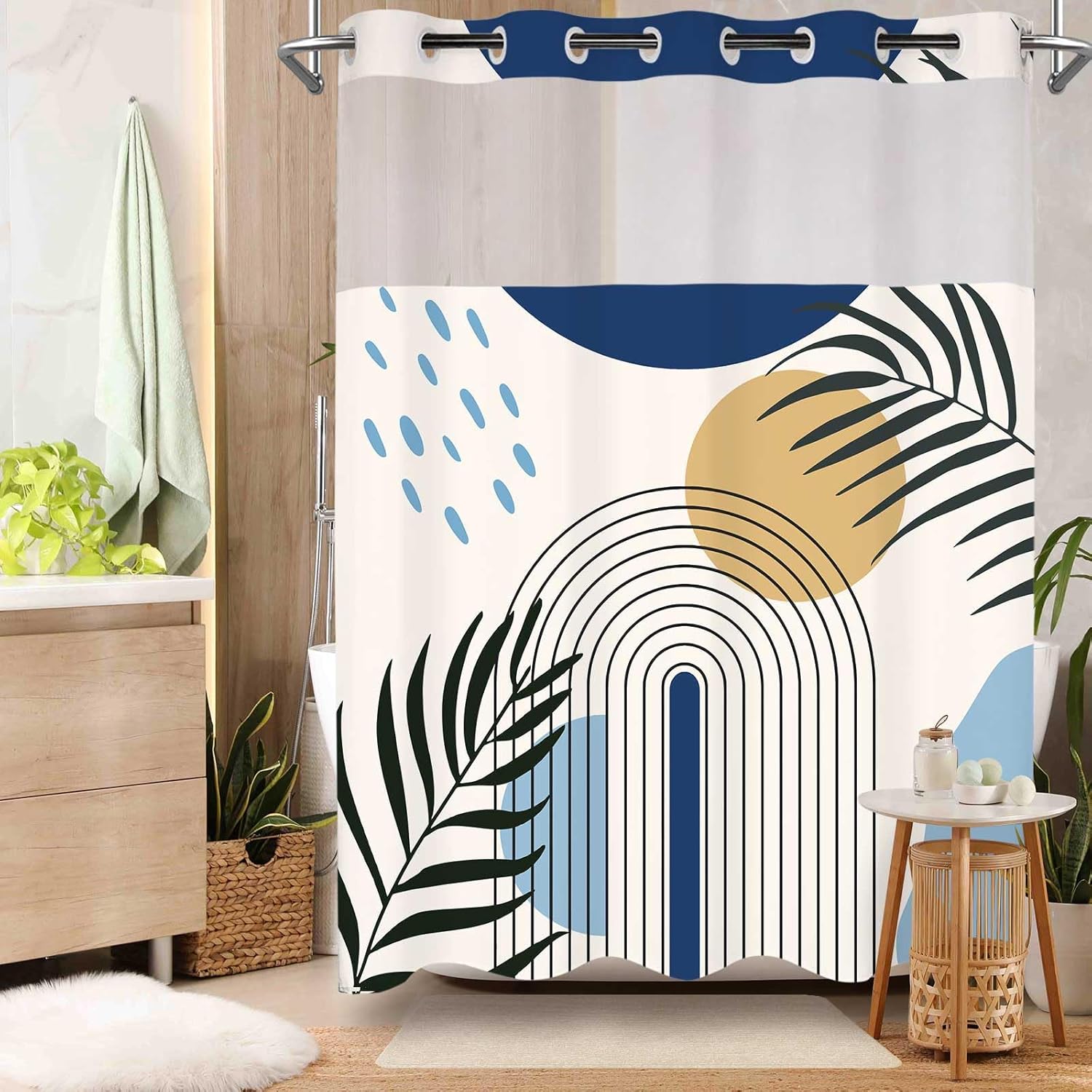 ستارة دش بدون خطاف مع مجموعة ب - مراجعة Shower Curtain Liner وسعره