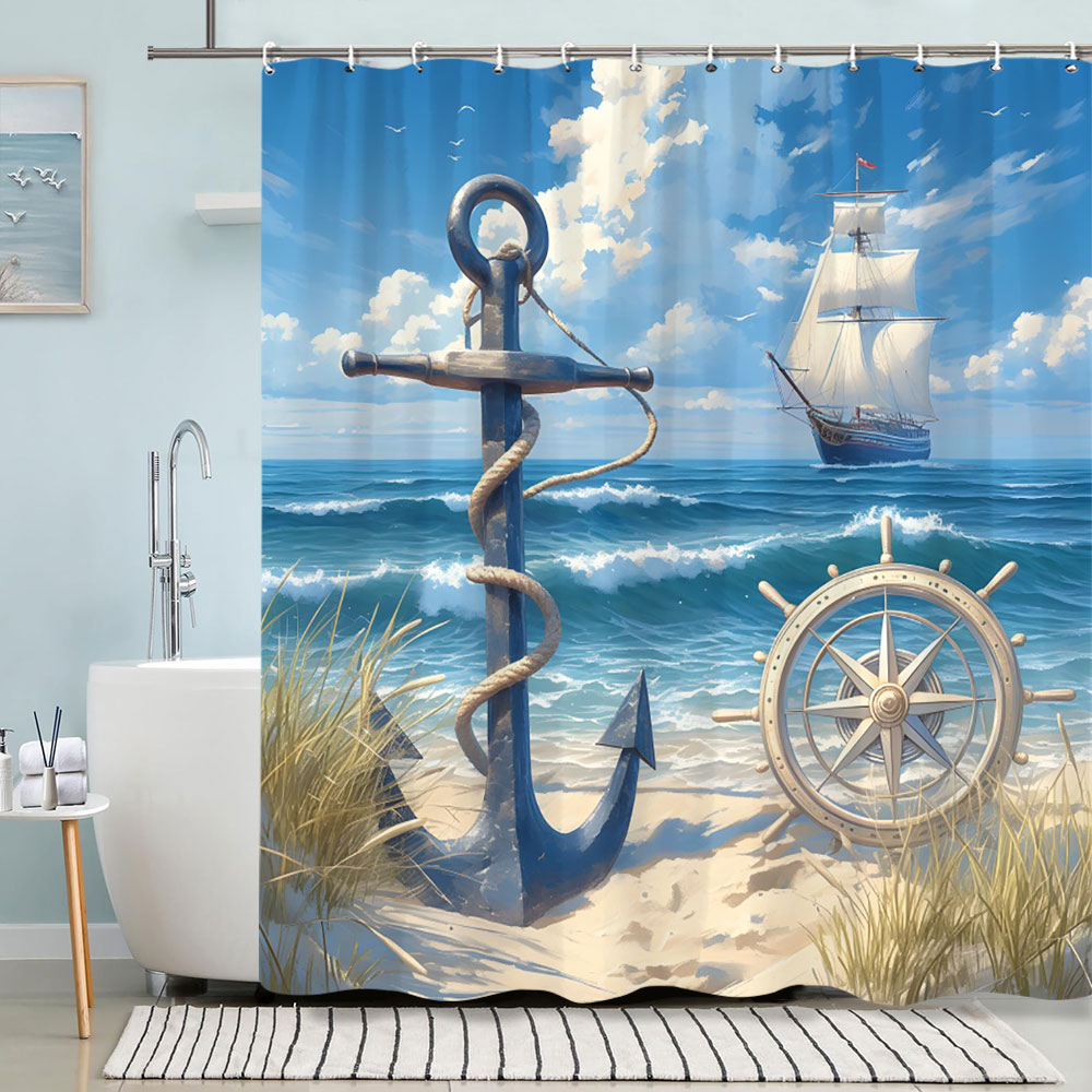 السلاحف دش الستار الصيف الشاطئ - مراجعة Shower Curtain Liner وسعره