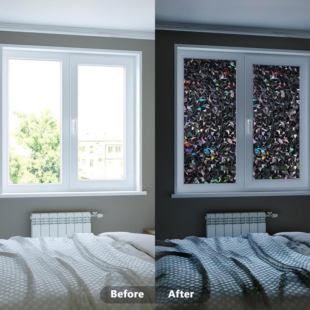 ثلاثية الأبعاد قوس قزح أسود نا - مراجعة Home Bathroom Window Tint وسعره