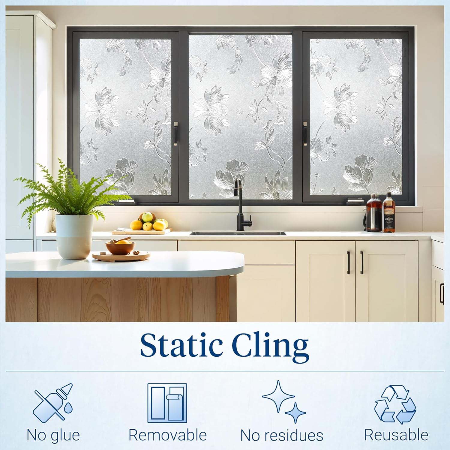 فيلم نافذة زخرفي بنقوش زهور، ل - مراجعة Home Bathroom Window Tint وسعره