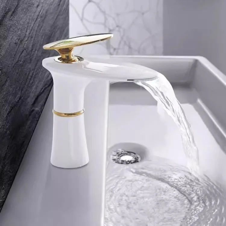 خلاط حوض شلال أبيض وذهبي ساخن  - مراجعة Home Hardware Bathroom Sinks وسعره